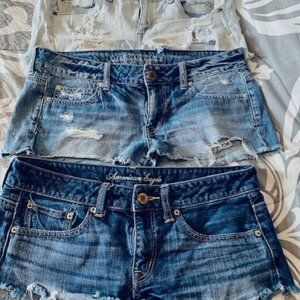 Three pair of American Eagle shorts